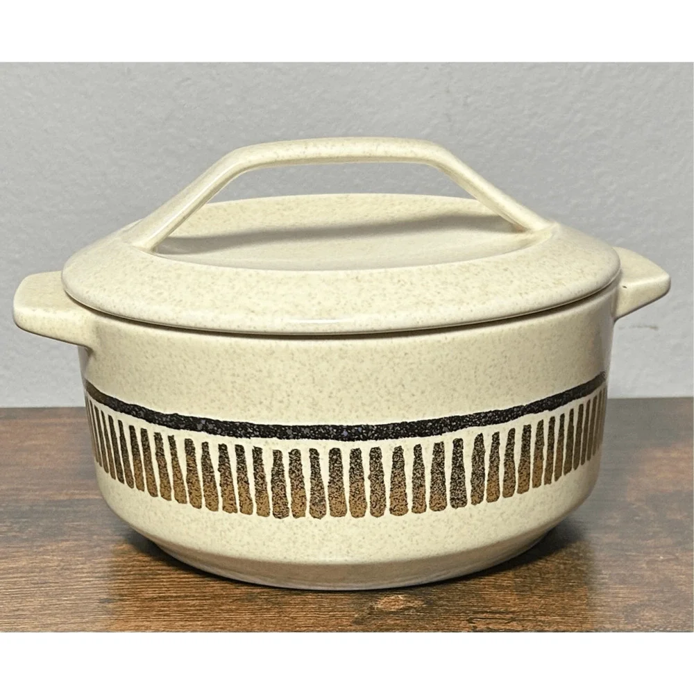 Vintage TemperWare Lenox Percussion Stoneware Round 6.5” Casserole Dish w/ Lid